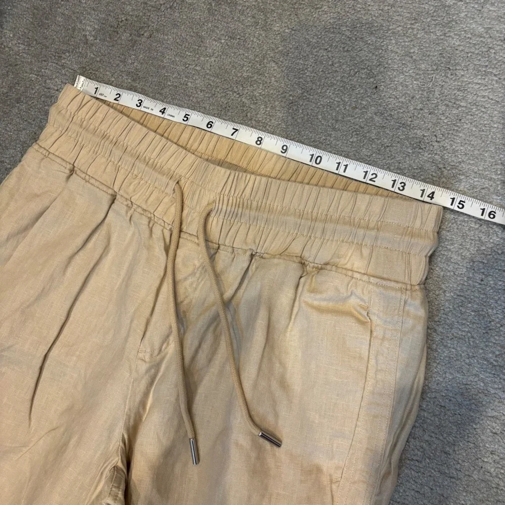 Quince 100% European Linen Wide Leg Pull On Pants Tan Beige Medium